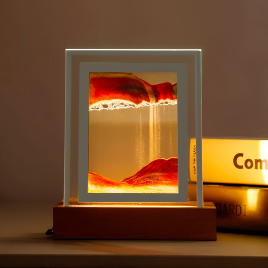 3Dflow nachtlampe - kreativer rahmen mit kunstdekoration aus treibendem sand