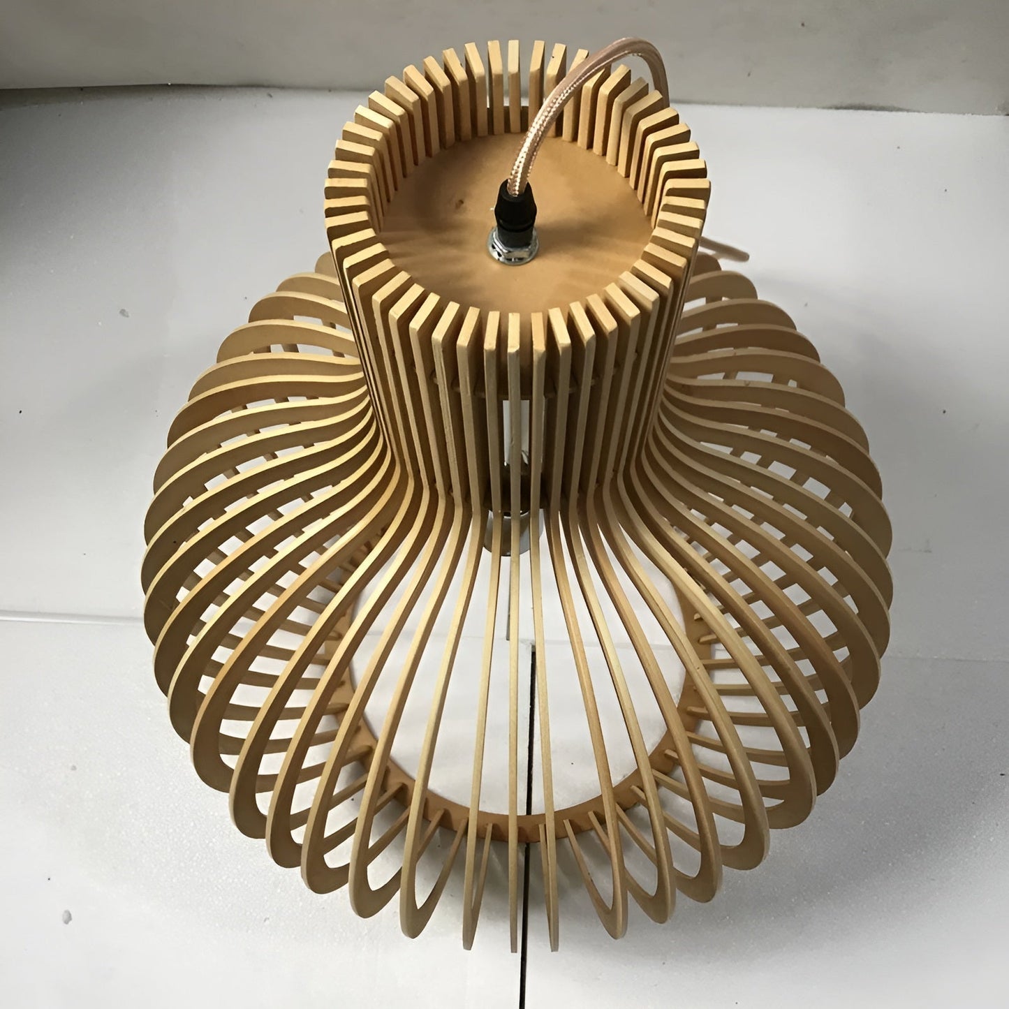 CageGlitz pendelleuchte - vintage-inspirierte holz-hängeleuchte