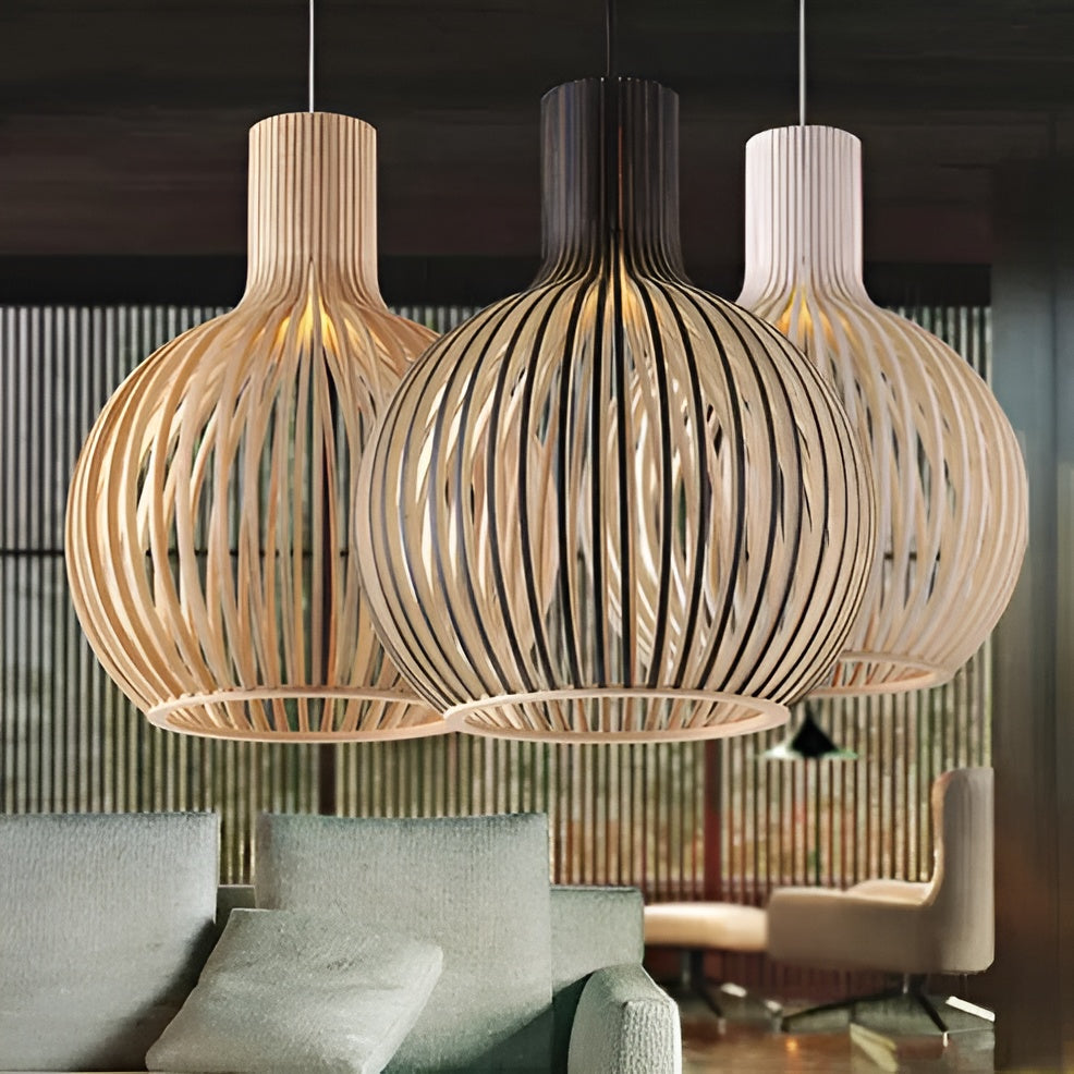 CageGlitz pendelleuchte - vintage-inspirierte holz-hängeleuchte
