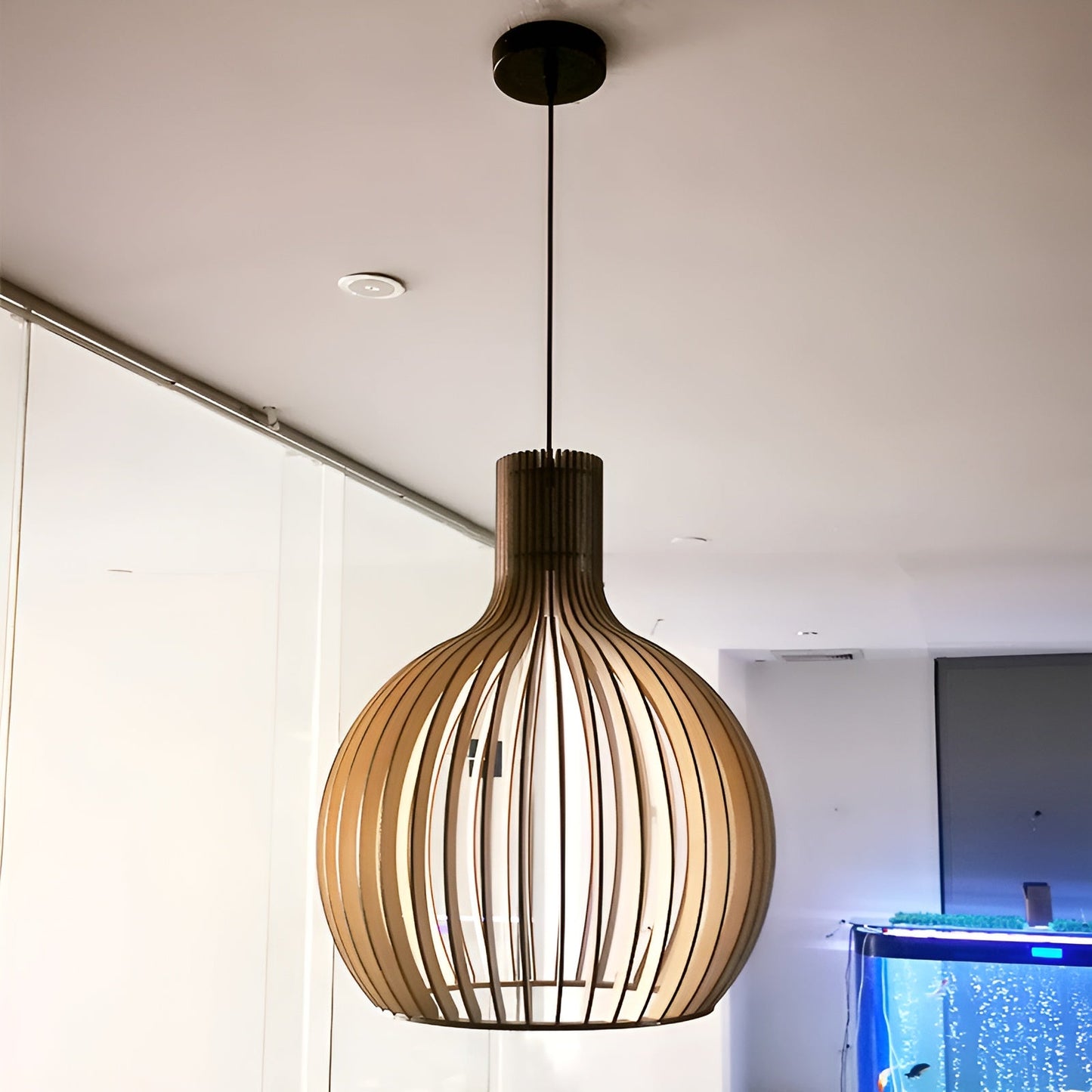 CageGlitz pendelleuchte - vintage-inspirierte holz-hängeleuchte