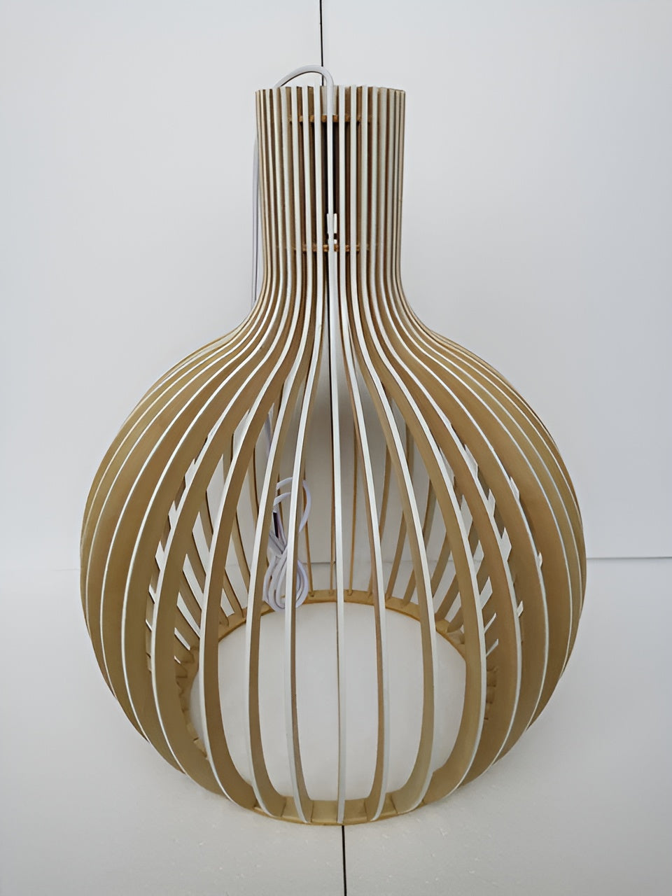 CageGlitz pendelleuchte - vintage-inspirierte holz-hängeleuchte