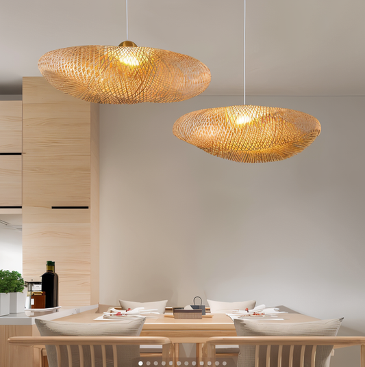 Ecolush deckenleuchte - handgefertigte rattan-hängelampe - rustikale boho-lampe