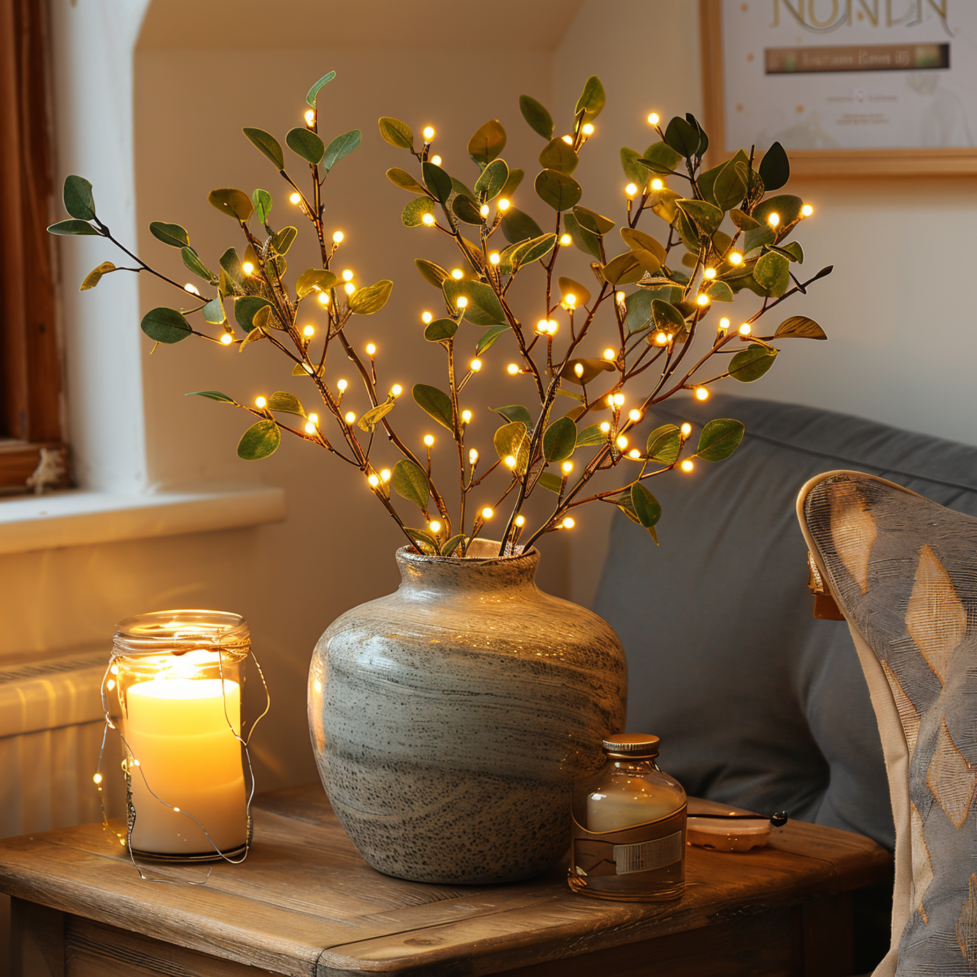 Glitzernde zweiglichter - zauberhafte LED-lichterkette mit batterien - 70 cm glitzernder kunstzweig