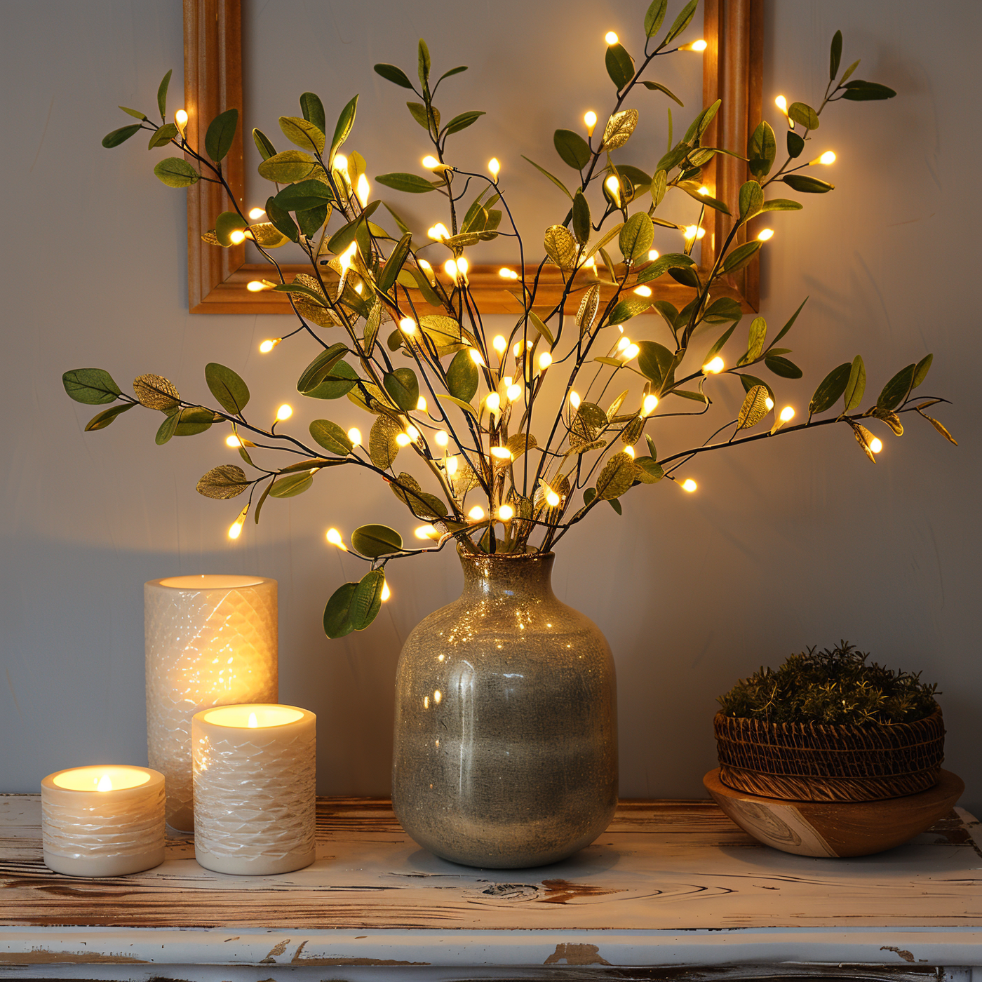 Glitzernde zweiglichter - zauberhafte LED-lichterkette mit batterien - 70 cm glitzernder kunstzweig