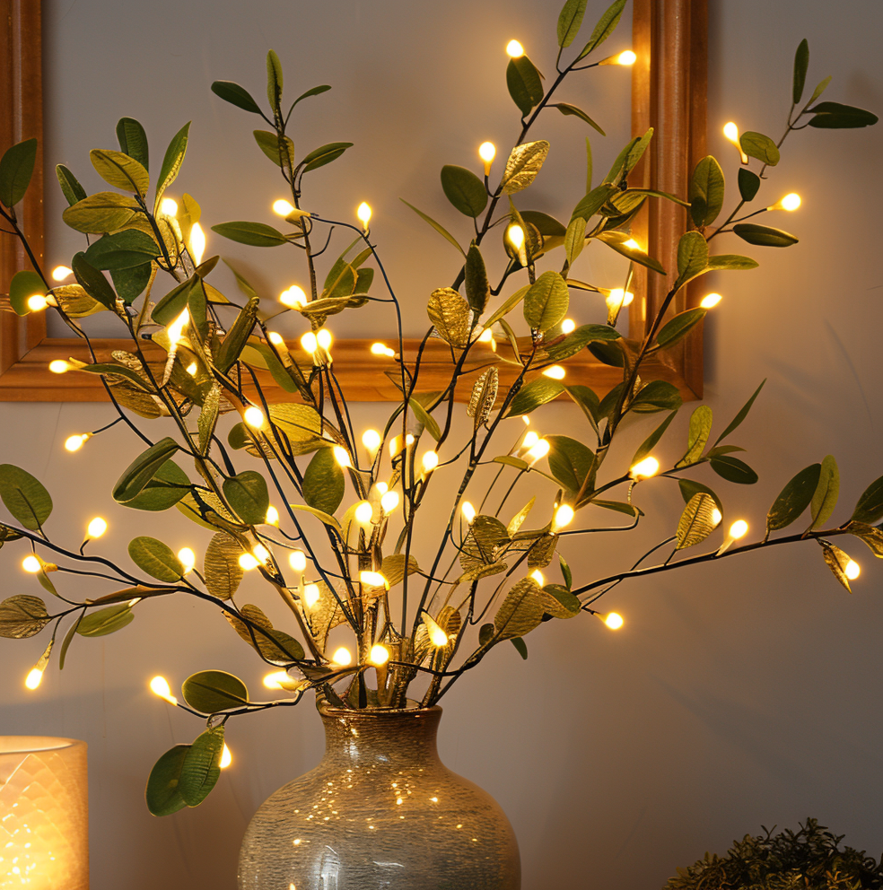 Glitzernde zweiglichter - zauberhafte LED-lichterkette mit batterien - 70 cm glitzernder kunstzweig
