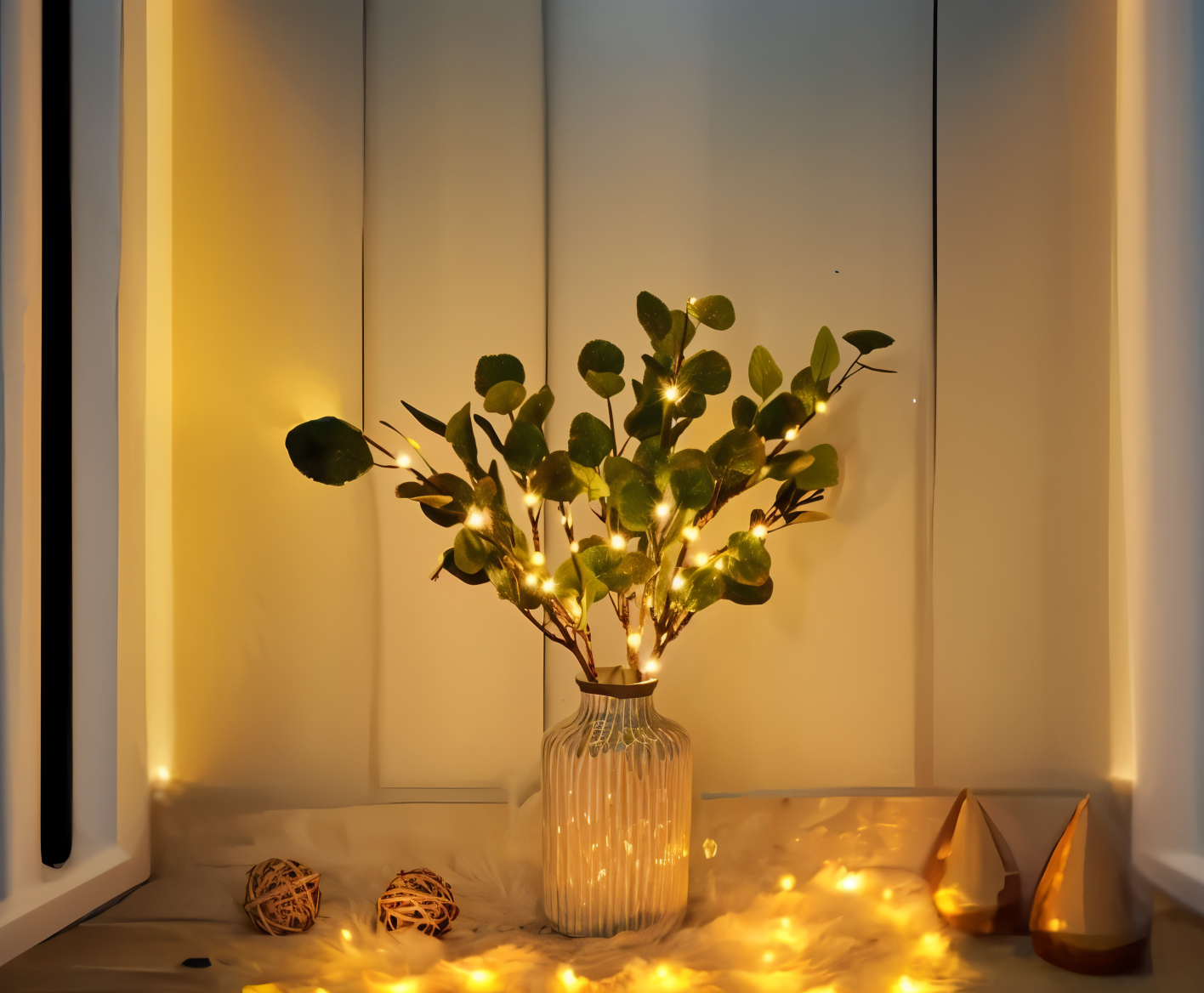 Glitzernde zweiglichter - zauberhafte LED-lichterkette mit batterien - 70 cm glitzernder kunstzweig