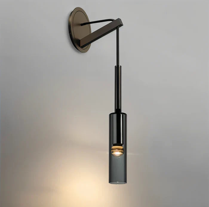 Kristallgraue wandleuchte – minimalistische moderne wandleuchte mit rauchfarbenem rohr