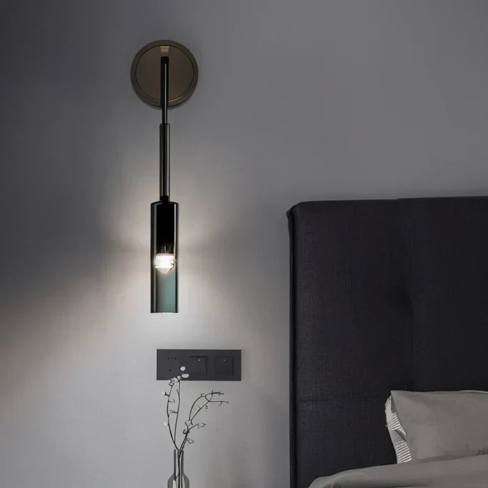 Kristallgraue wandleuchte – minimalistische moderne wandleuchte mit rauchfarbenem rohr