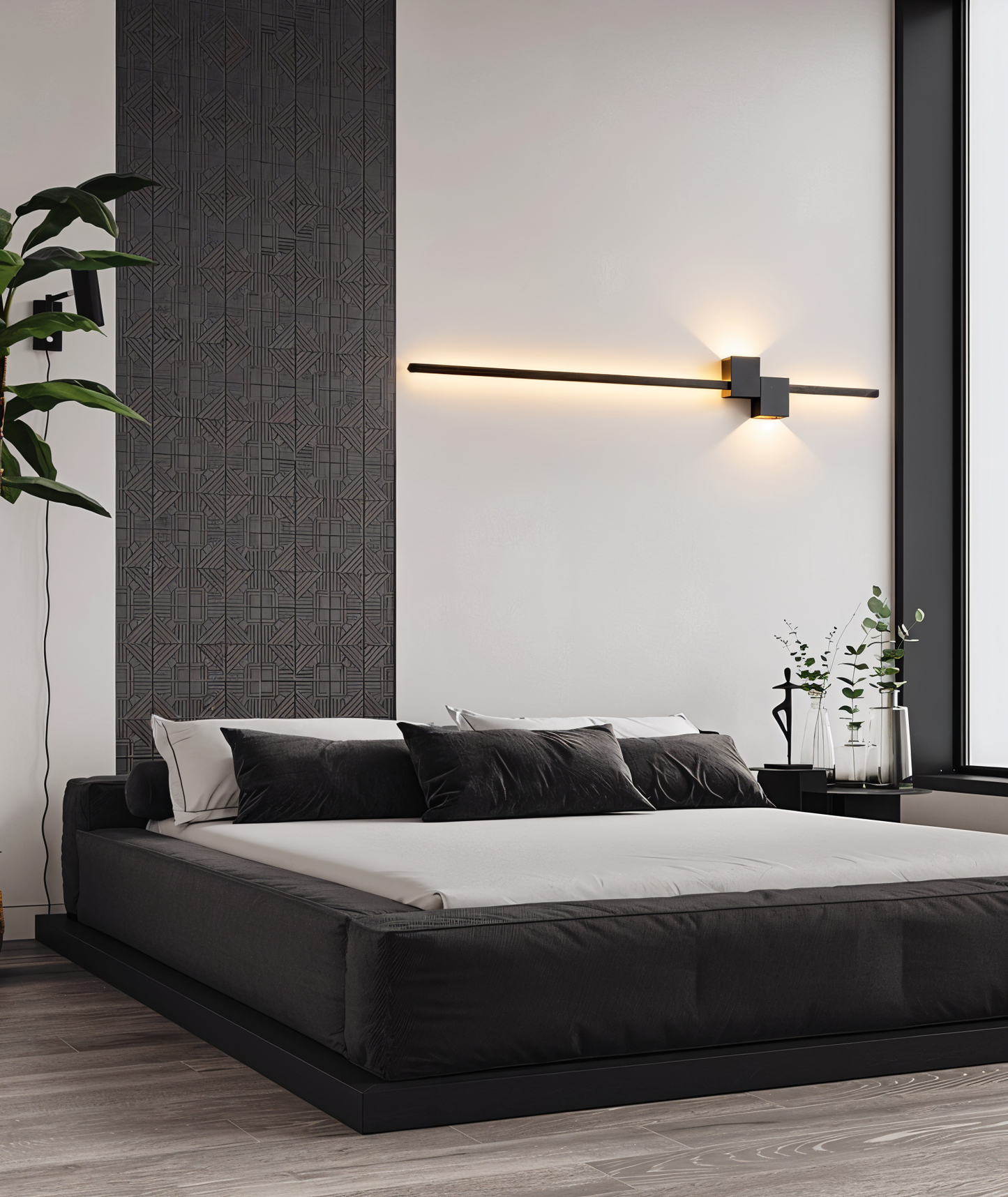 The line wandleuchte - minimalistische schwarze lange led wandbeleuchtung