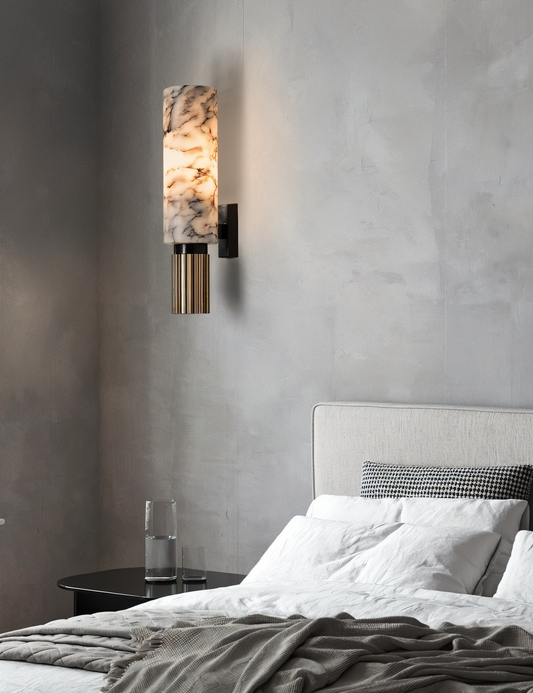 Marble wandleuchte - zylindrische wandlampe - naturmarmor wandleuchten led