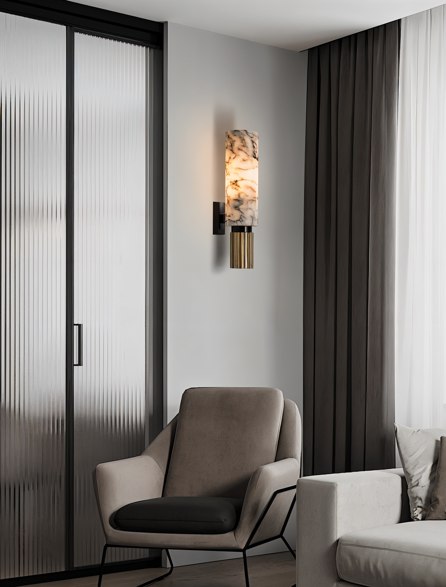 Marble wandleuchte - zylindrische wandlampe - naturmarmor wandleuchten led