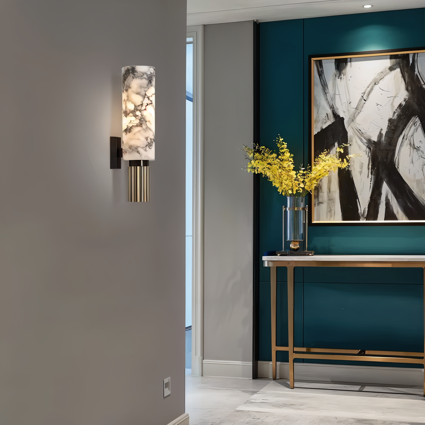 Marble wandleuchte - zylindrische wandlampe - naturmarmor wandleuchten led
