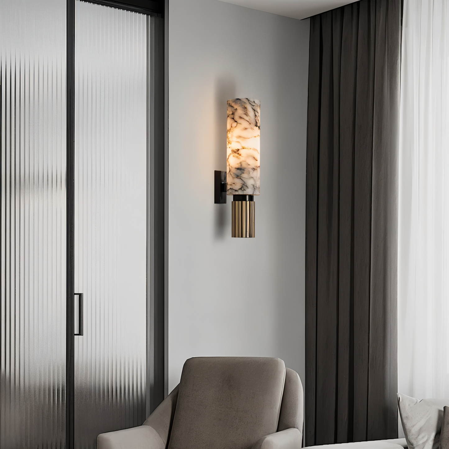 Marble wandleuchte - zylindrische wandlampe - naturmarmor wandleuchten led