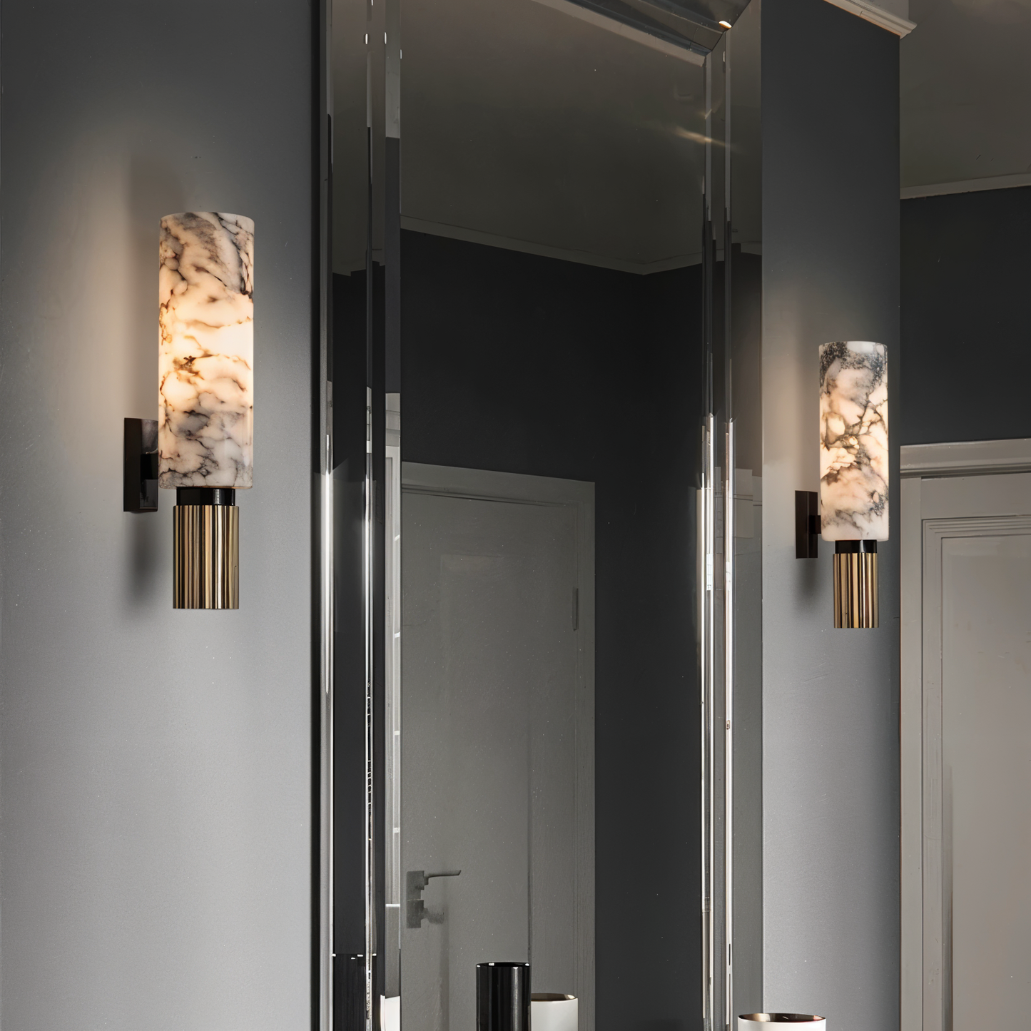 Marble wandleuchte - zylindrische wandlampe - naturmarmor wandleuchten led