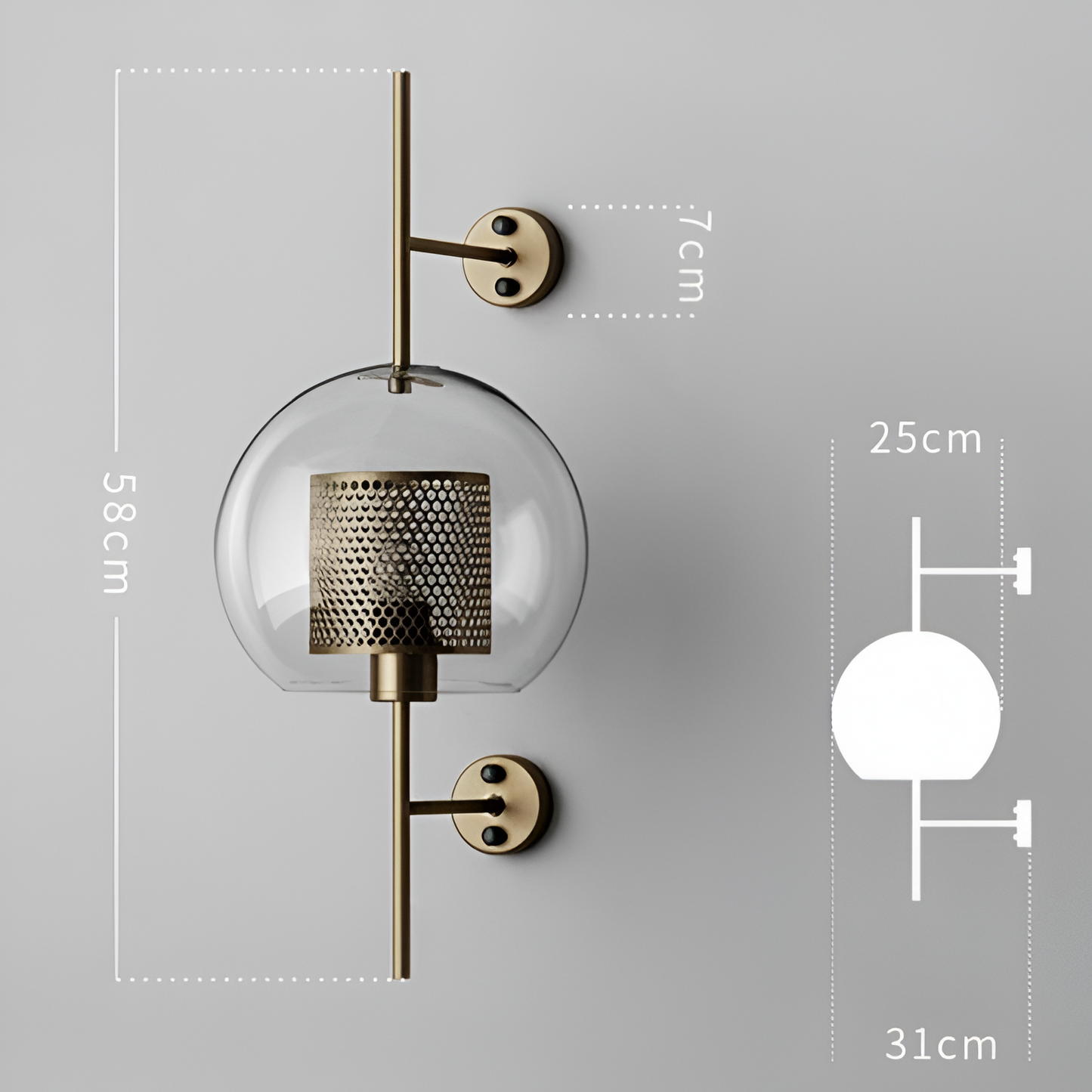 Orbee wandleuchte - stilvolle glas wandleuchte - honeycomb wandleuchte design - vintage wandleuchten led