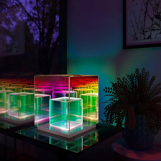Spectra-cube tischlampe - regenbogen-acryl-LED-lampe mit faszinierender 3D-illusion