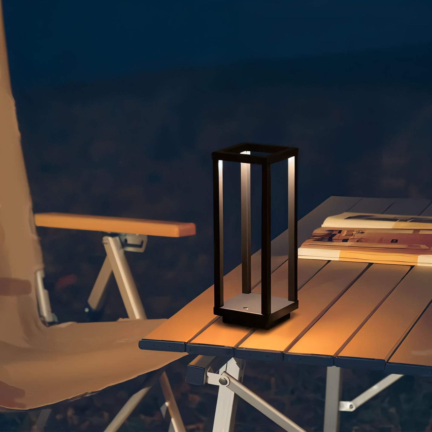 Verticabeam - 3d rechteckige schwarze led-tischlampe