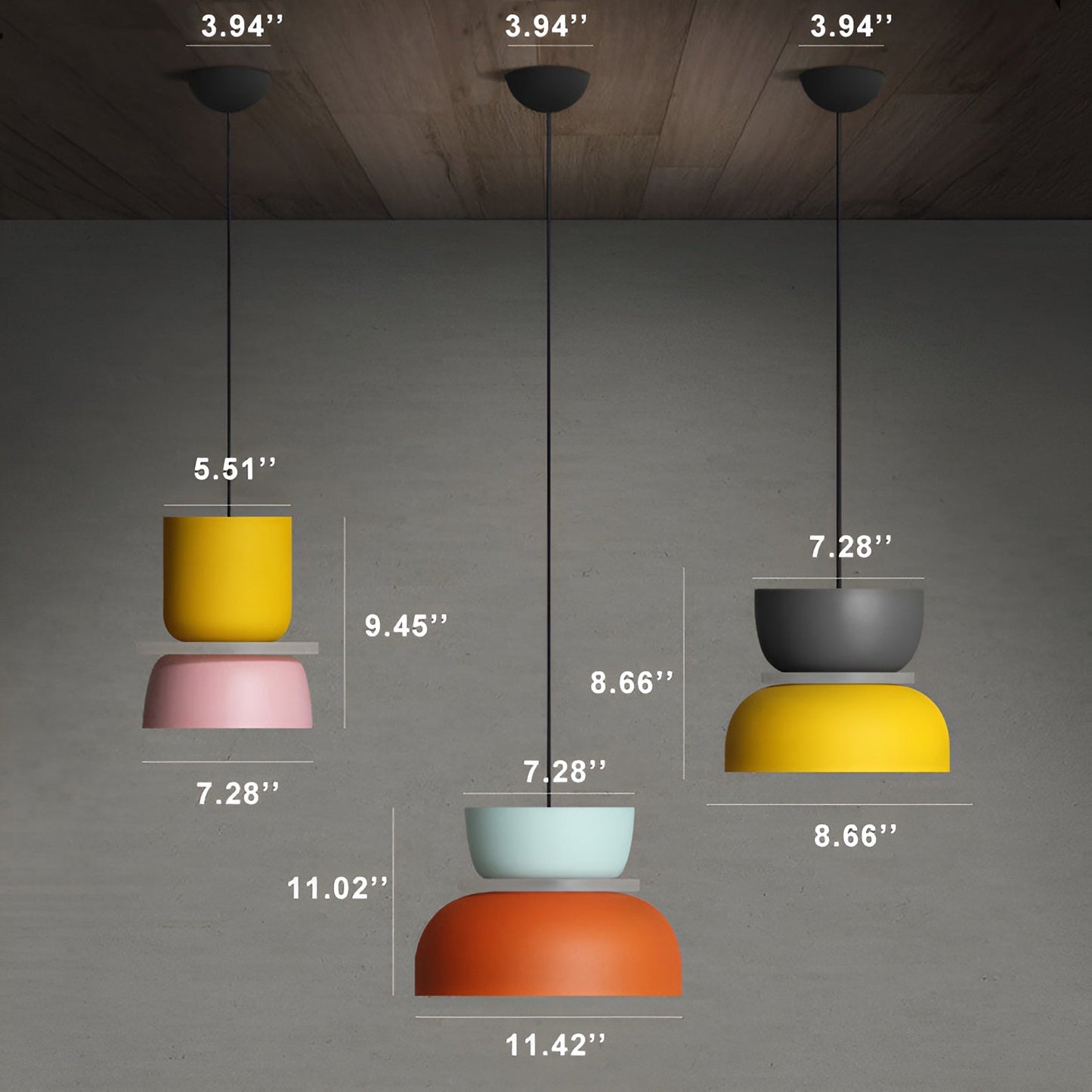 VividGlow - vibrierende metall-makaron-led-pendelleuchte