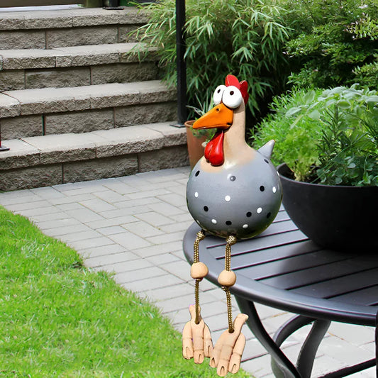 Big-eyed huhn statue - wetterfeste harz handwerk - rooster garten statue