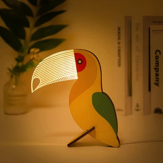 Wildlife lampe - holz-acryl-tier-tischlampe led-nachtlicht