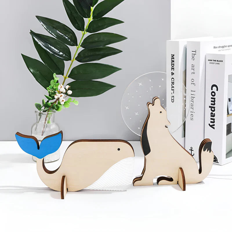 Wildlife lampe - holz-acryl-tier-tischlampe led-nachtlicht