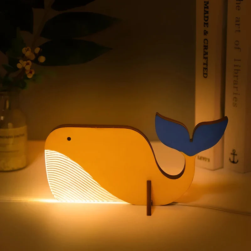 Wildlife lampe - holz-acryl-tier-tischlampe led-nachtlicht