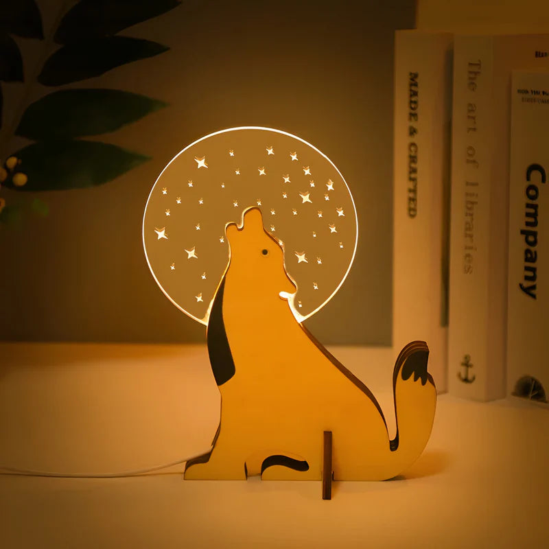 Wildlife lampe - holz-acryl-tier-tischlampe led-nachtlicht