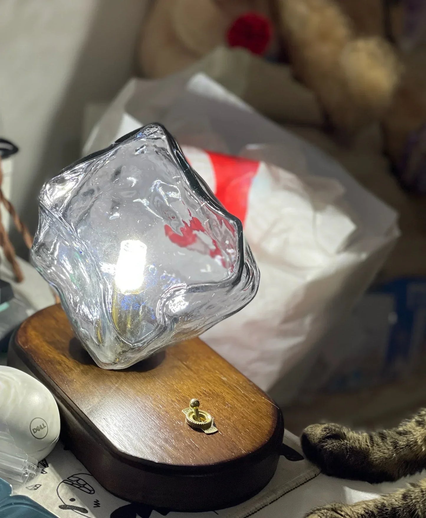 Tischlampe aus glas aus eisstein