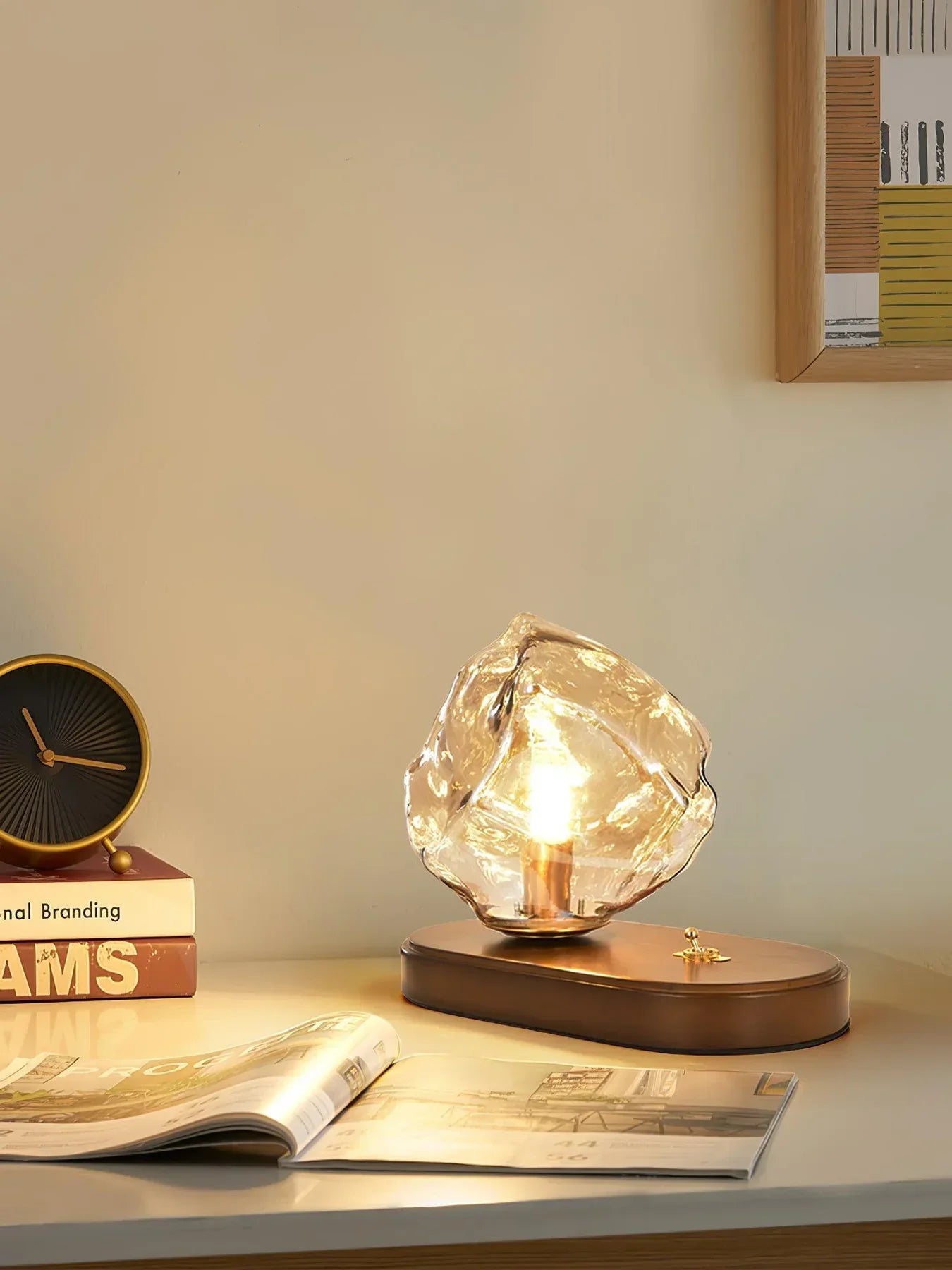 Tischlampe aus glas aus eisstein