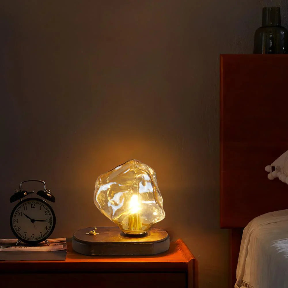 Tischlampe aus glas aus eisstein