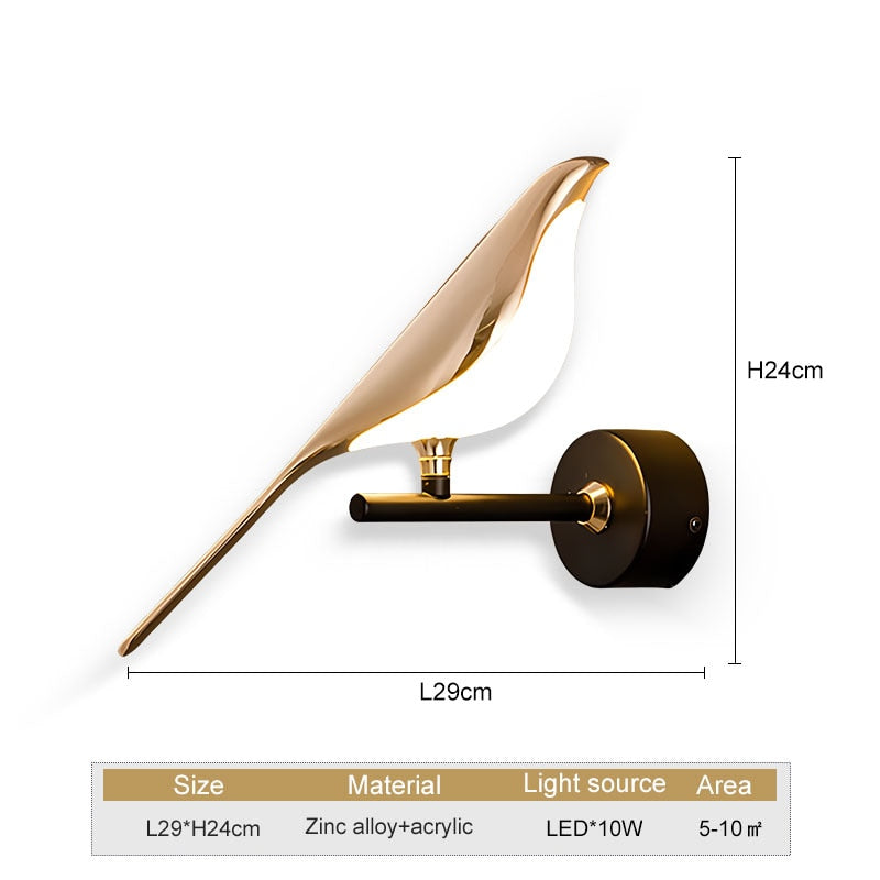 Wingspan - vogel wandleuchte 360° drehbar