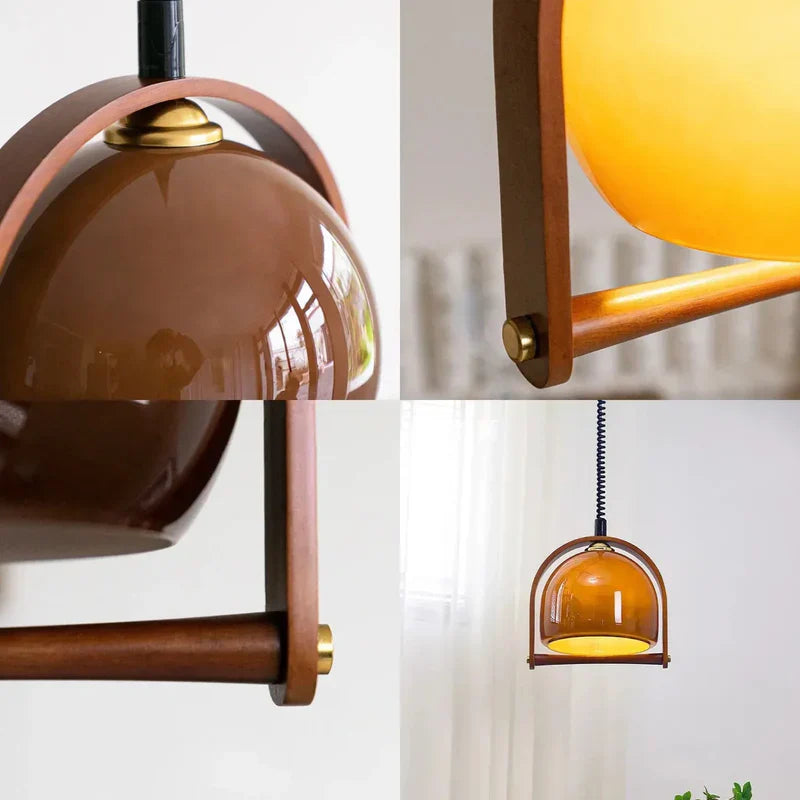Vintage bauhaus holz pendelleuchten