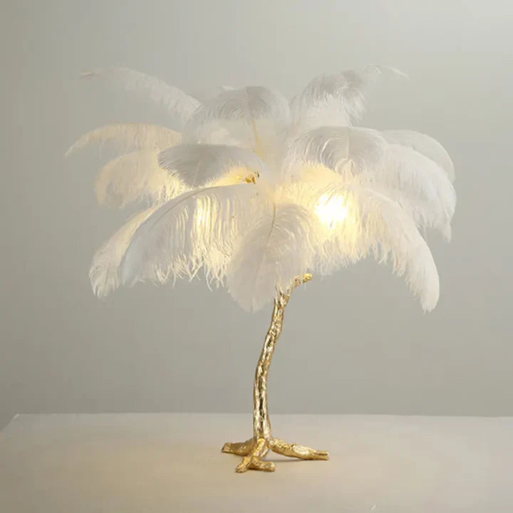 Tischlampe mit straubenfedern