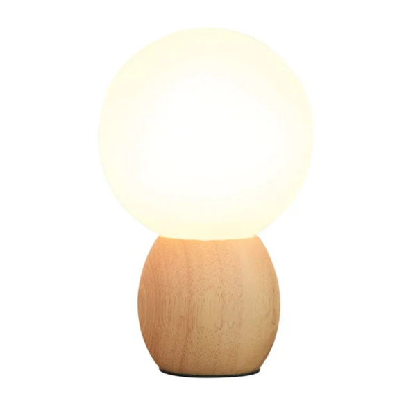 Lumiorb - nachttischlampe mit holzsockel