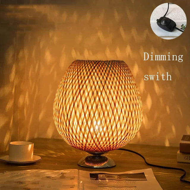 AntiqueBamboo - Vintage-Tischlampe aus Bambus