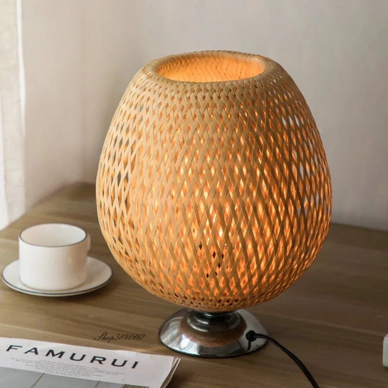 AntiqueBamboo - Vintage-Tischlampe aus Bambus