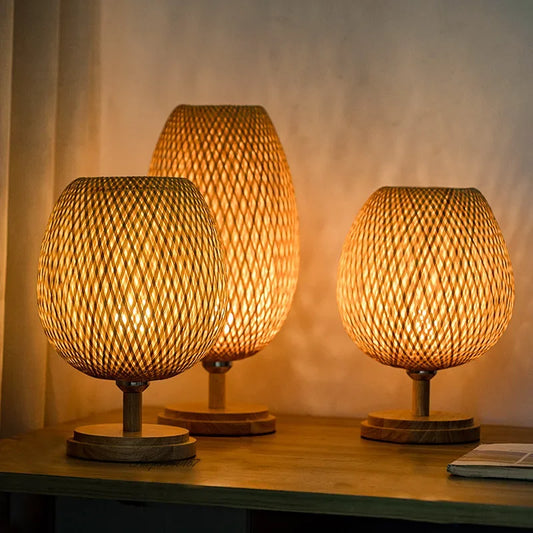 AntiqueBamboo - Vintage-Tischlampe aus Bambus