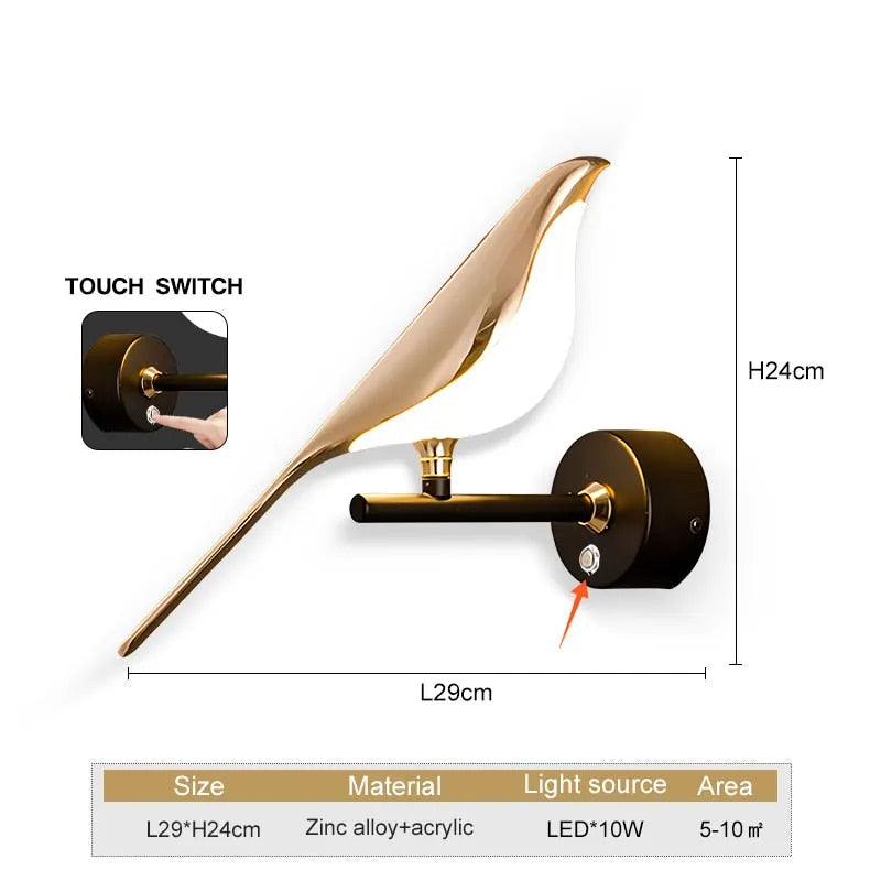 Wingspan - vogel wandleuchte 360° drehbar