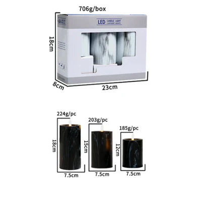Candlylight | 3er set led marble kerzenlichter