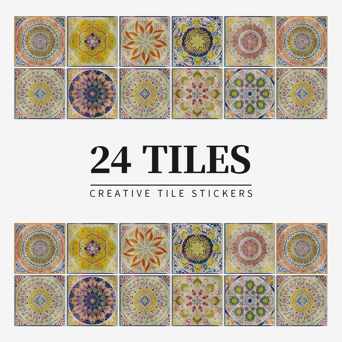 24 Stück europäische mandala-kacheln