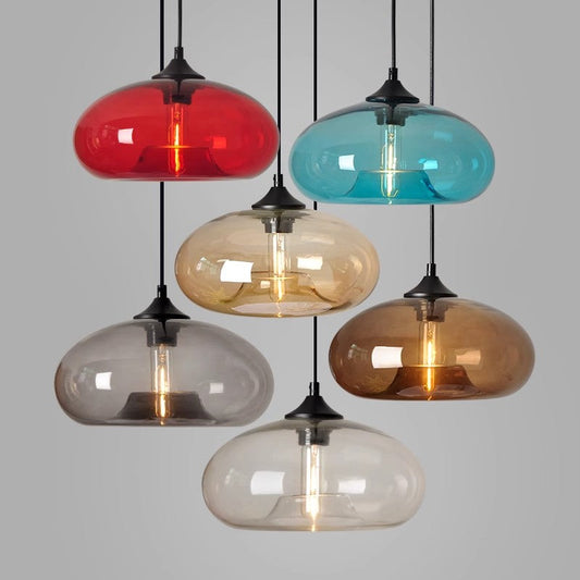 Moderne retro buntglas hängelampe