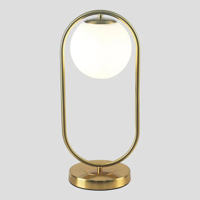 Goldene design-tischleuchte mit milchglas - gene