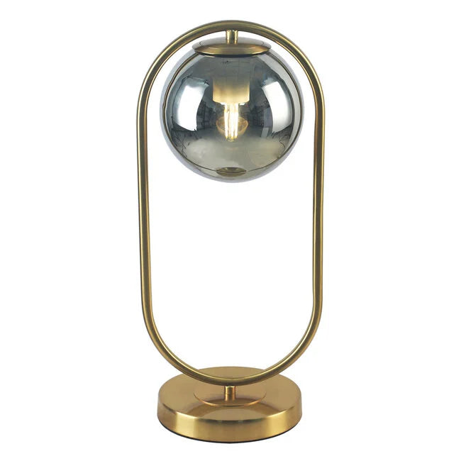 Goldene design-tischleuchte mit milchglas - gene