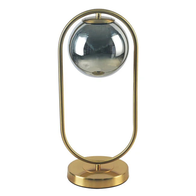 Goldene design-tischleuchte mit milchglas - gene