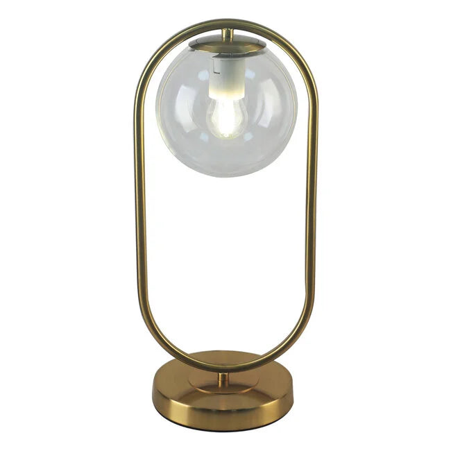 Goldene design-tischleuchte mit milchglas - gene