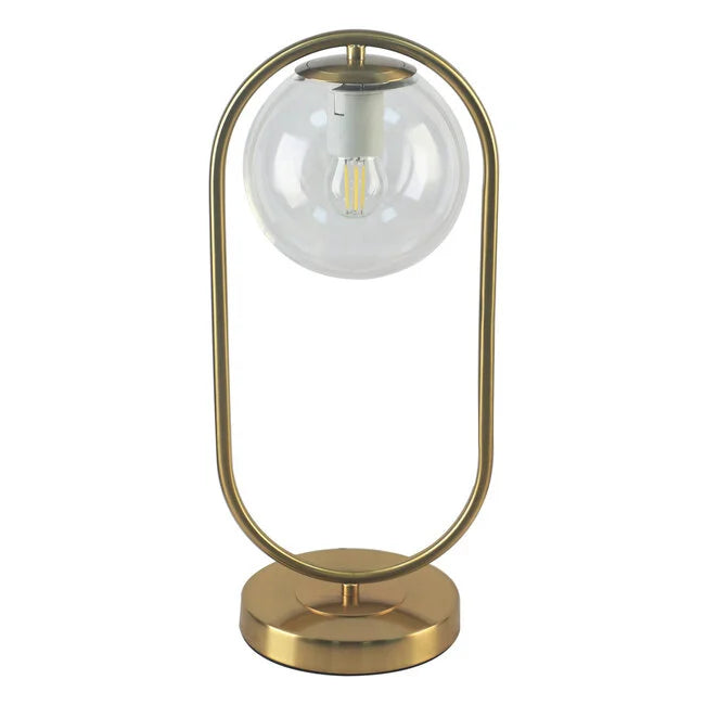 Goldene design-tischleuchte mit milchglas - gene