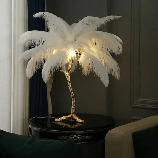 Tischlampe mit straubenfedern