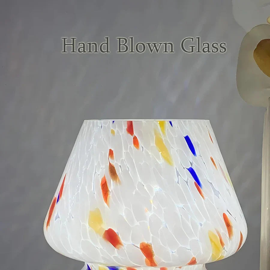 Pilzlampe aus glas – vintage-led-beleuchtung für schlafzimmer und heimdekoration