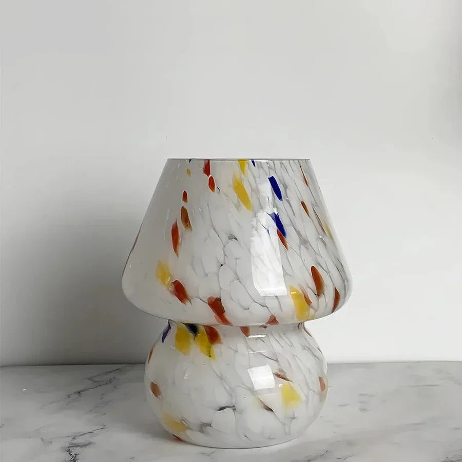 Pilzlampe aus glas – vintage-led-beleuchtung für schlafzimmer und heimdekoration