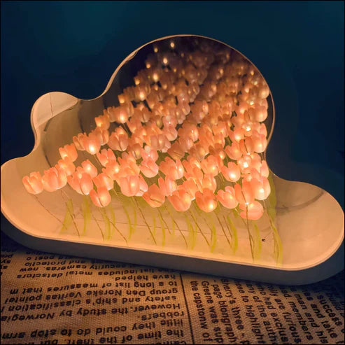 Ewiger wolkenspiegel tulpen - led-spiegel mit unendlichkeitseffekt
